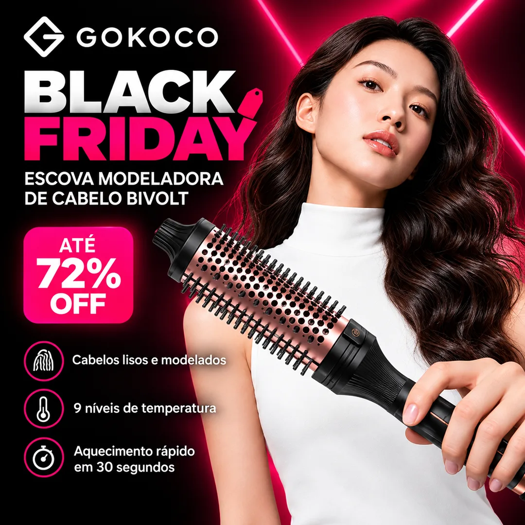 GOKOCO Escova Modeladora de Cabelo Bivolt | Efeito Salão em Minutos